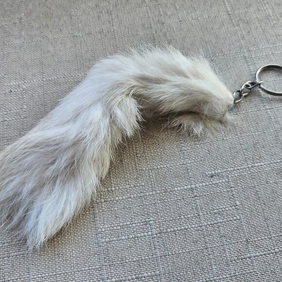 Real Fur Keys Holder White Hair Fur Handmade Keychain Key rings Handmade - Picture 8 of 12